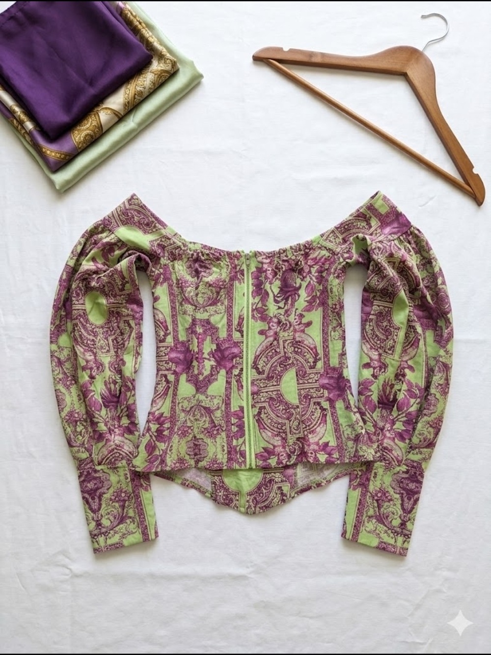 Ren Faire Corset Top Fairy Core Modern Boho Toile Regency Boho Forest Fairy - Picture 3 of 15